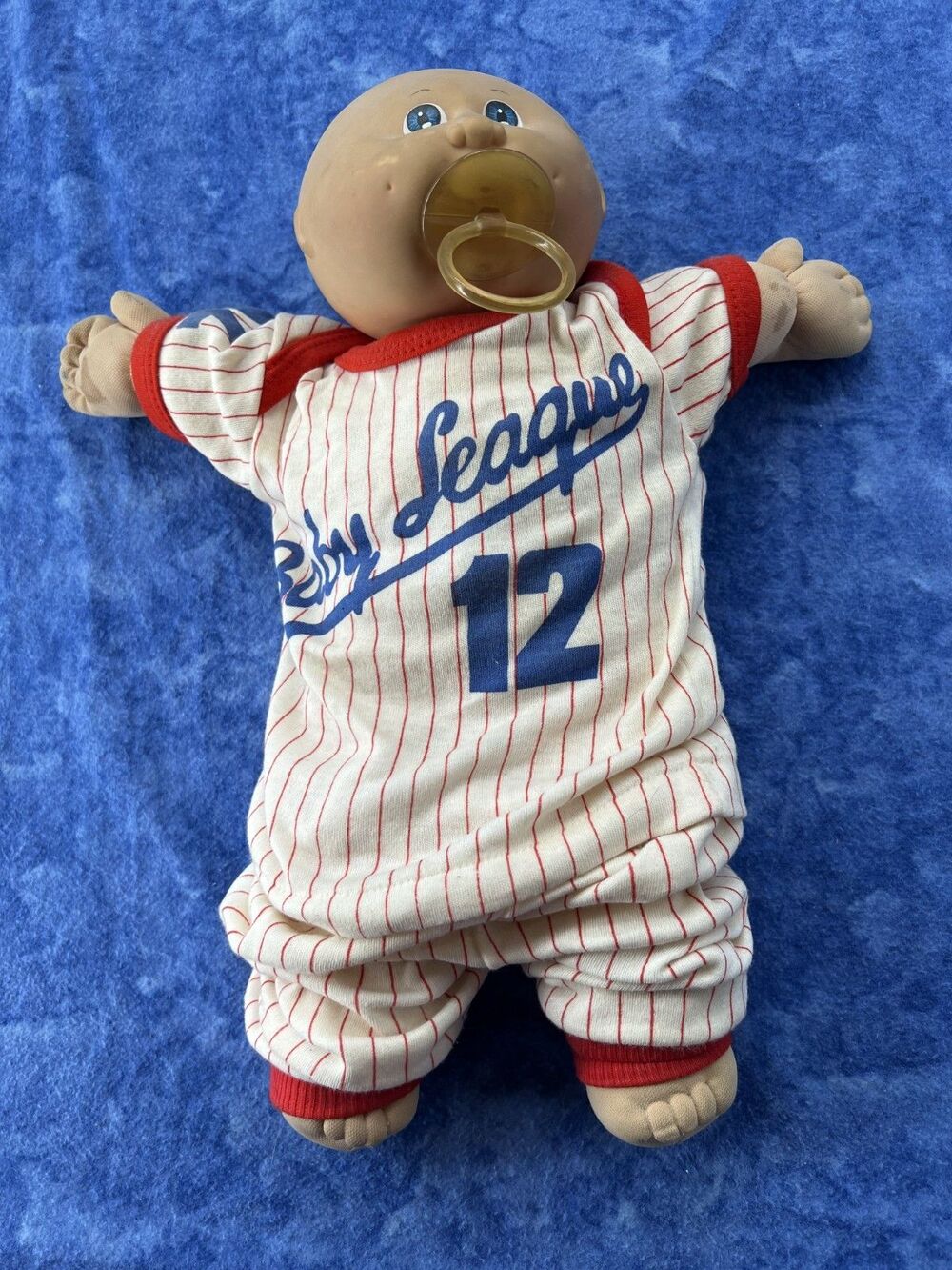 Vintage 1983 Cabbage Patch Kids Bald Boy Doll Paci Kid Baseball Outfit KT